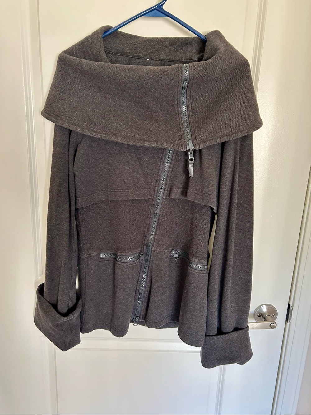 lululemon athletica Charcoal Asymmetrical Zip Funnel Neck Sweater